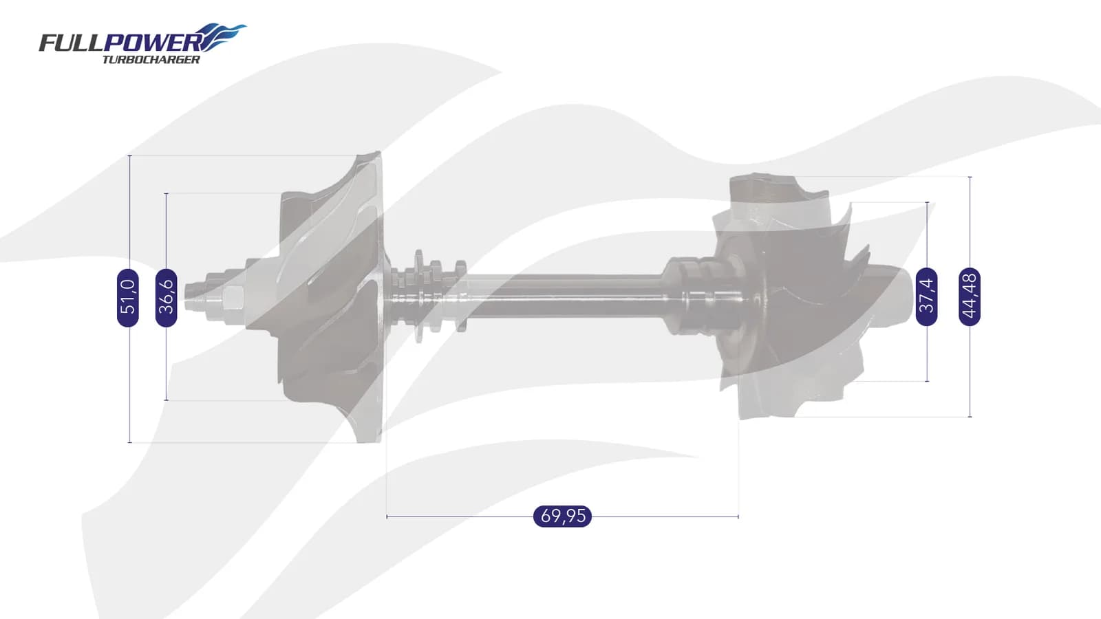 Desenho técnico de medidas - Eixo Rotor K03 - RENAULT MASTER ELETRONIC 2.5 - 1