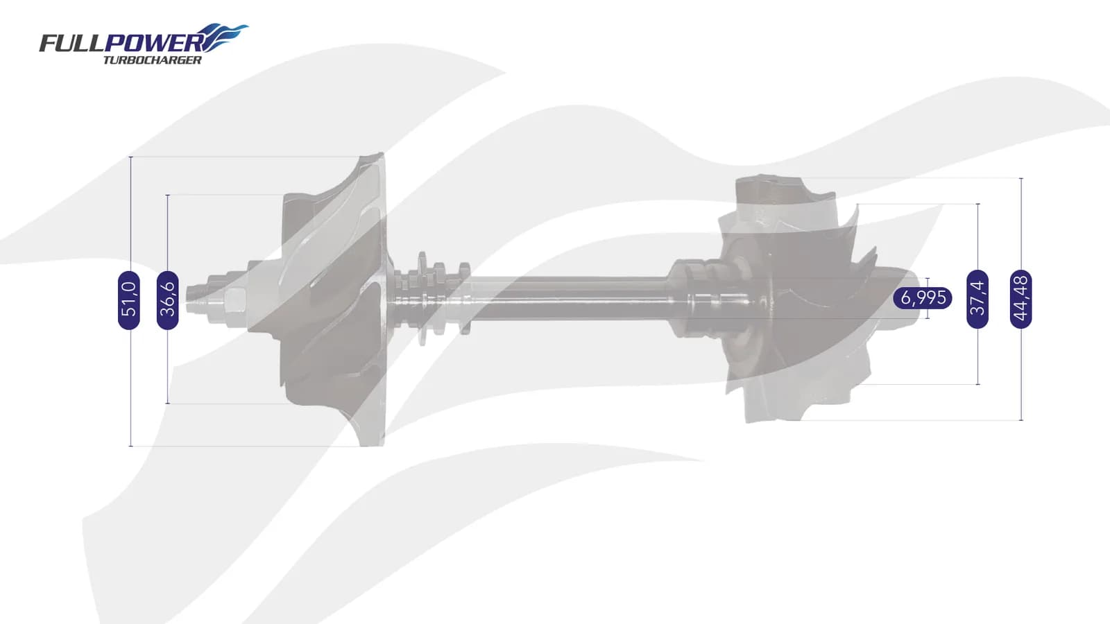 Desenho técnico de medidas - Eixo Rotor K03 - RENAULT MASTER ELETRONIC 2.5 - 2