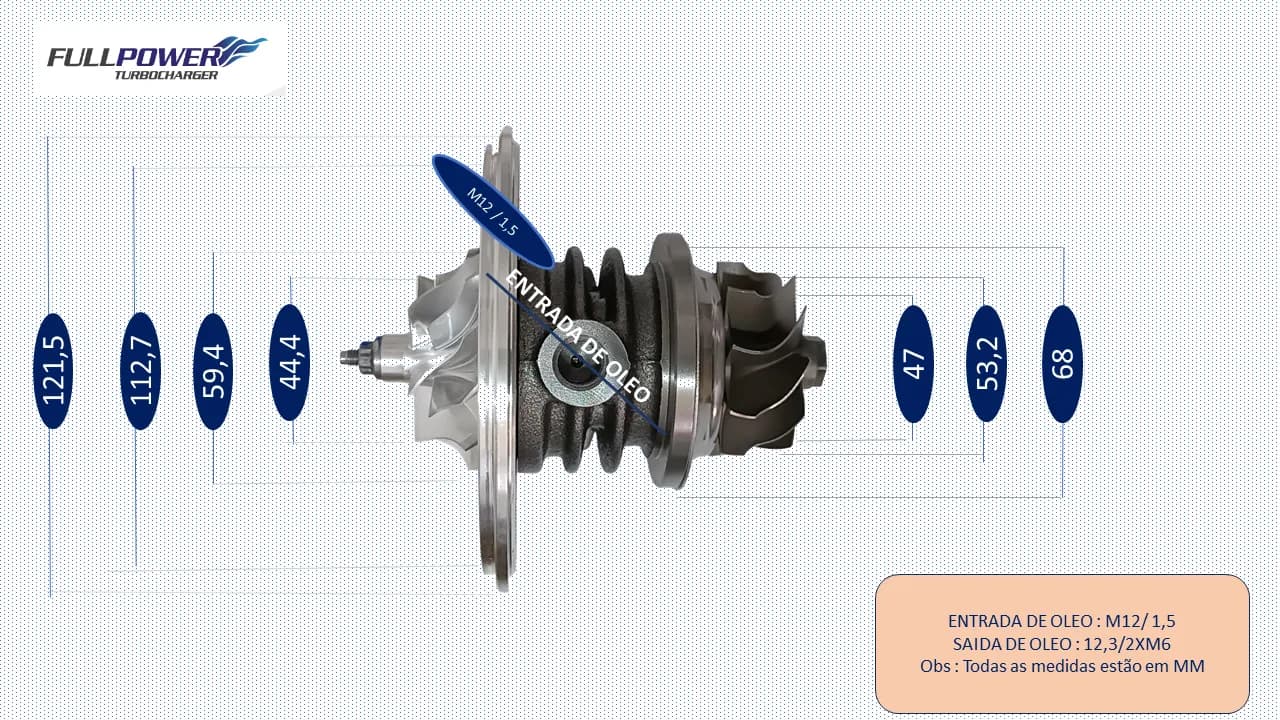 Desenho técnico de medidas - GT25 / GT2559S  -  VW 9.150 ELETRONICO VOLARE / AGRALE CONSTELATION  W8 W9 - 1