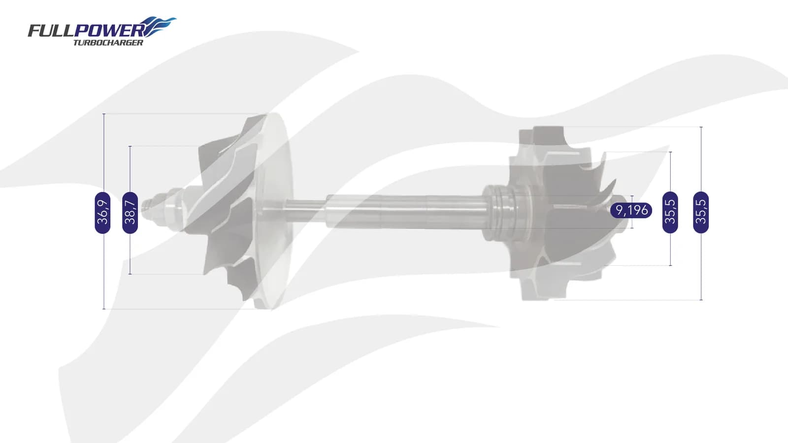 Desenho técnico de medidas - Eixo Rotor T2 - GT2552S RANGER MAXION 2.5 - 2