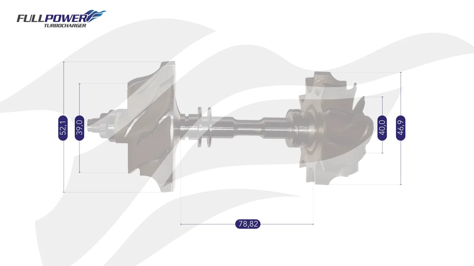 Desenho técnico de medidas - Eixo Rotor GT2052S FORD RANGER 2.8 - 1