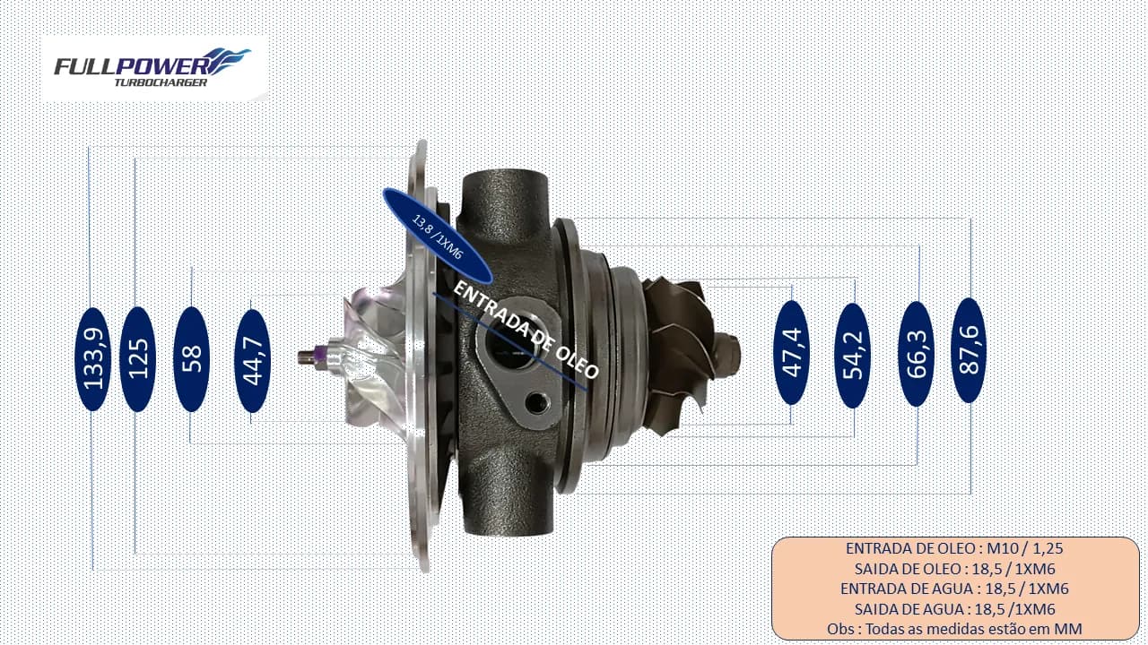 Desenho técnico de medidas - JHJ TURBO IS38 GOLF / AUDI - 1