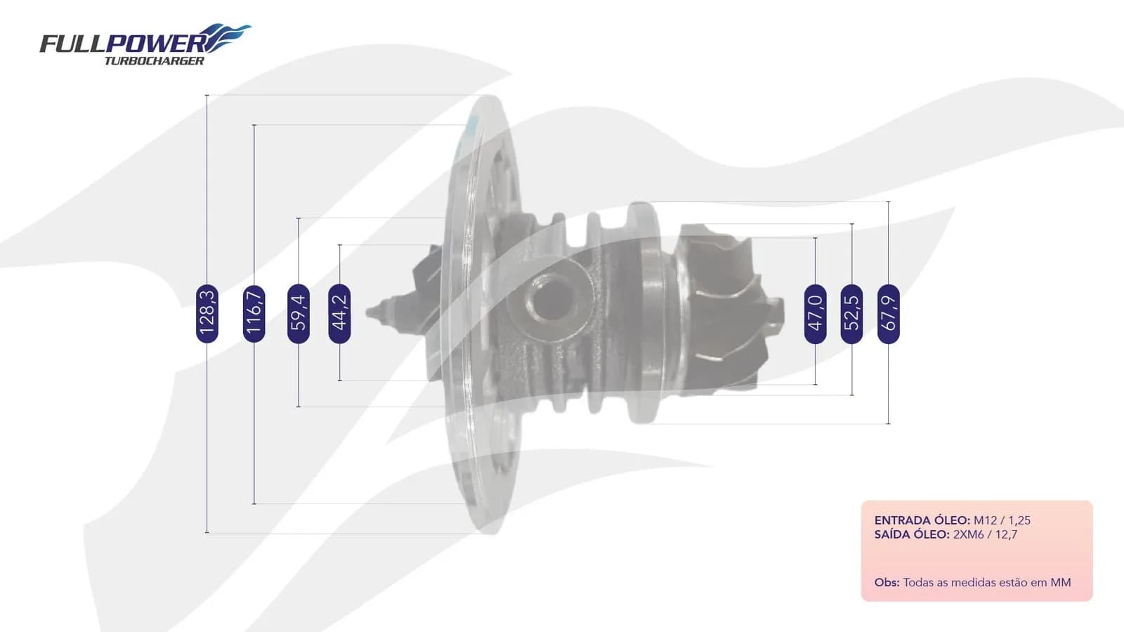 Desenho técnico de medidas - GT2559S F250 / SILVERADO - 1