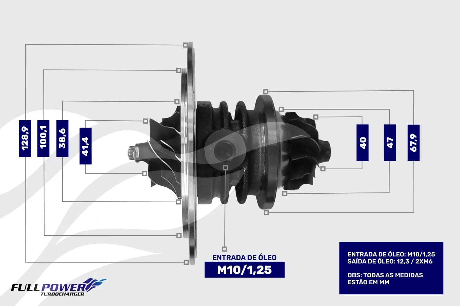 Desenho técnico de medidas - GT2056S SSANGYONG REXTON  II XVT  2.7 MOTOR: D27DT - 1